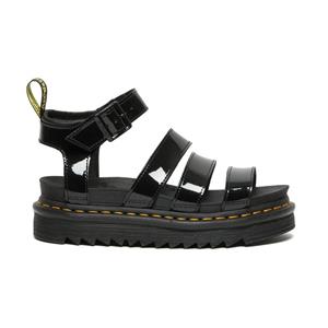 Dr. Martens Blaire Lakleren Gladiator Patent Sandalenen in Zwart