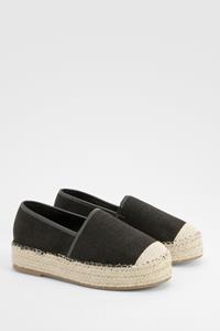 Boohoo Closed Toe Platform Espadrilles, Black