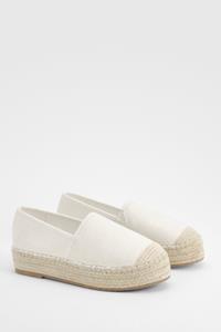 Boohoo Closed Toe Platform Espadrilles, Cream