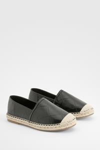 Boohoo Wide Fit Embossed Espadrilles, Black