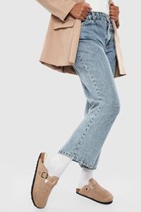 Boohoo Gesloten Klompen Met Bonten Voering, Taupe