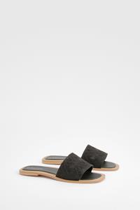 Boohoo Geborduurde Sandalen Met Hakken, Black