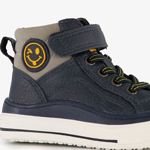 Blue Box hoge jongens sneakers blauw met smiley