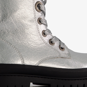 meisjes veterboots zilver