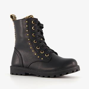 Blue Box zwarte meisjes veterboots gouden studs