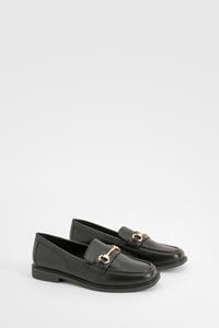Brede Loafers Met Ketting Detail, Black