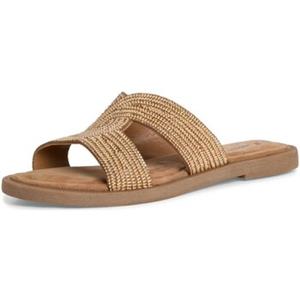 Tamaris Slippers van leer met siergarnering