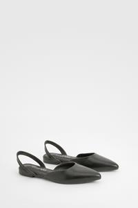 Platte Schoenen Met Hielbandjes En Puntneus, Black