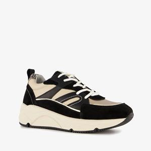 Hush Puppies leren dames dad sneakers zwart beige