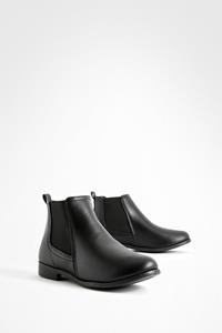 Boohoo Brede Platte Chelsea Boots, Zwart