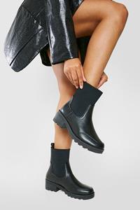 Boohoo Chelsea Boots Met Elastische Panelen En Blokhak, Black