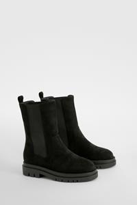Boohoo Brede Chelsea Boots Met Dikke Zool, Black