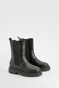 Boohoo Brede Chelsea Boots Met Dikke Zool, Black