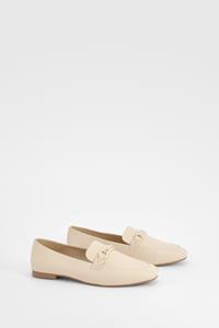 Brede Loafers Met Ronde Neus En Staafje, Nude