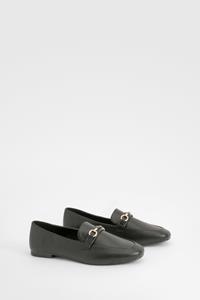 Nepleren Loafers Met Ronde Neus En Staafje, Black