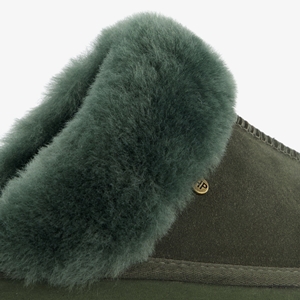dames pantoffels met lamsvacht groen