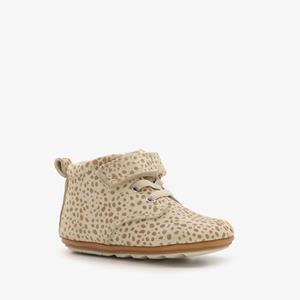Groot leren babyschoenen beige met stippenprint