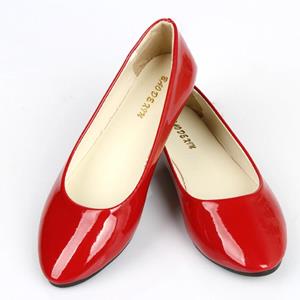 NW23NX Ondiepe enkele schoenen Pu lakleer flats lente casual ronde sleep snoep kleur ballet sansals 35 beige