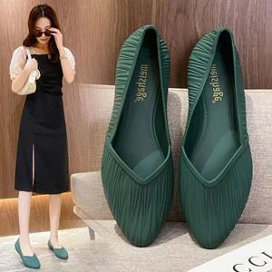 Nieuwe low-top waterdichte schoenen regenlaarzen regenlaarzen vrouwen zomer volwassen werk rubberen schoenen mode overschoenen antislip ondiepe mond sandalen vrouwen 36 abrikoos