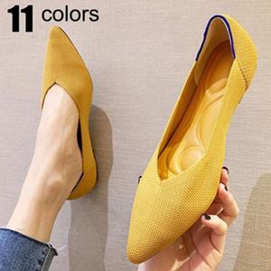 NW93XW Damesmode Dames Office Driving Shoes Casual Loafers Flats Schoenen met puntige neus Luipaard instapschoenen Platte onderkant Gebreide zachte onderkant 34 rozerode kleur