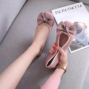 Shoes Family Puntige teen dames flats schoenen strik dames schoenen lakleer casual single zomer ballerina ondiepe mond schoenen 35