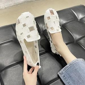 Feiran Home Center-3 Dames Mesh Platte Bodem Uitgeholde Doek Schoenen Zomer Ademend Grote Maat Enkele Schoenen Casual Schoenen Dames Damesschoenen 36 geel