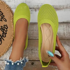 Glide Gear 2024 Vrouwen Flats Schoenen Lente En Herfst Nieuwe Mode Ronde Neus Ondiepe Schoenen Comfortabel Ademend Mesh Casual Barefoot Schoenen 36
