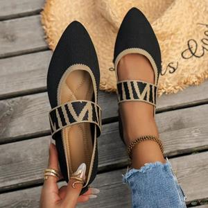 Glide Gear Damesballerina's Vrijetijdsschoenen Lage hak Blote voeten Elegante damessneakers Socofy Comfortabele puntige neus Aanbieding Gratis verzending 36 zwart