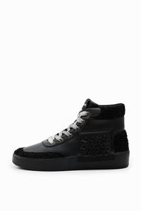 desigual Hoge sneakers met lamsvacht - BLACK