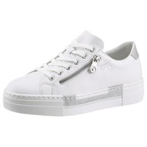Rieker Plateausneakers met decoratieve rits aan de zijkant, vrijetijdsschoen, halfhoge schoen, veterschoen