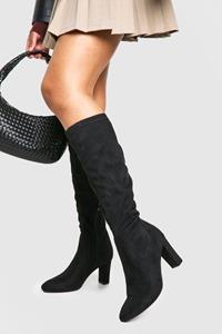 Boohoo Basic Knielaarzen Met Blokhakken, Black
