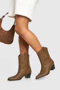 Basic Cowboy Enkellaarsjes Met Label, Brown