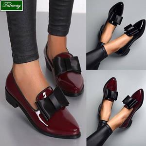 XK22GD Outdoor Bmwomen Flat Casual Classic Schoenen Met Puntige Neus Vlinder -Knoop 35 zwart