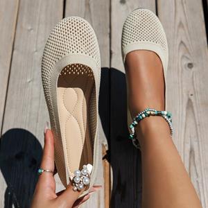 Yoghurt Lente en herfst nieuwe mode ronde kop effen licht mesh ademend grote ondiepe dames platte schoenen enkele schoenen 37