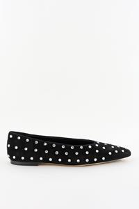 Odare suede ballerina's Jane met studs zwart
