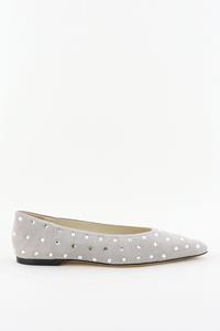 Odare suede ballerina's Jane met studs grijs