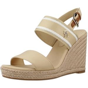 Tommy Hilfiger Sleehaksandaaltjes WEBBING HIGH WEDGE SANDAL , zomerschoen, sandaal, wig hak, met zij th-label