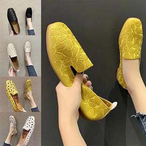 Clothing 04 Dames Flats Schoenen Slip on Opvouwbare Loafers voor Dames Vierkante Neus Enkele Schoenen Uitgeholde Mode Feest Casual Schoenen voor Dames 35 beige