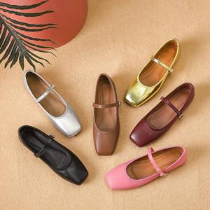Umsif Mary Jane-schoenen voor dames, antislip, vierkante, gesloten teen, ballerina's met enkelbandje, casual werkschoenen voor dames, comfortabele, chique flats, nette schoenen 35 zwart