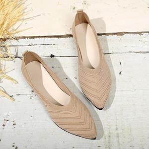 GtimeShoes Dames Puntige Teen Platte Schoenen Effen Kleur Gebreide Instappers Casual Ademende Ballet Flats Dames Platte Schoenen Loafers Dames 37 zwart