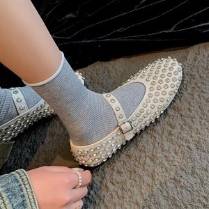 Ochanmeb-Women Shoes Strass Ballet Flats Vrouwen Band Gesp Mary Jane Schoenen Versierd Kristal Vrouwen Schoenen Feest 35