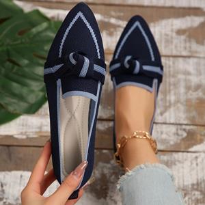 Yoxier Vrouwen Flats 2024 Nieuwe Gebreide Slip Ademend Comfortabel Effen Kleur Schoenen Casual Puntige Neus Wandelschoenen Sneakers Vrouwen 38 koningsblauwe kleur