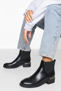 Boohoo Geribbelde Elastische Chelsea Boots, Black