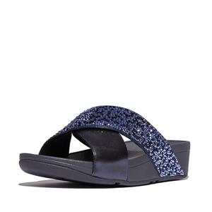 FitFlop Lulu crystal-mix metallic cross slides