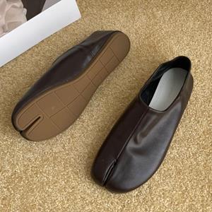 Tread Tribe Mode Nieuwe Ninja Split Toe Dames Flats Tabi Schoenen Ondiepe Luie Slip-On Slingback Mules Varkenshoef Schoenen Dames Loafers Chaussure Femme 35 bruin