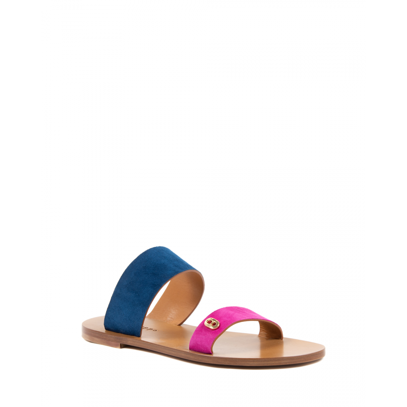 Dee Ocleppo Sandalen  Suede sandaal met glijbaan met twee banden