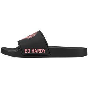 Ed Hardy Teenslippers  Sexy beast sliders black-fluo red