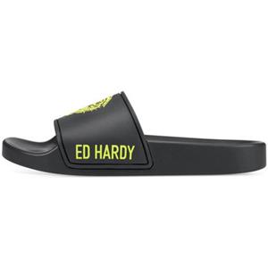 Ed Hardy Teenslippers  Sexy beast sliders black-fluo yellow