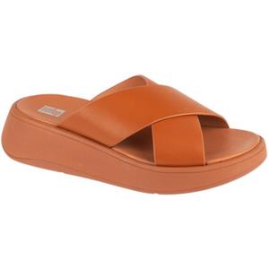 FitFlop Teenslippers  F-MODE LEATHER FLATFORM CROSS SLIDES Light Tan