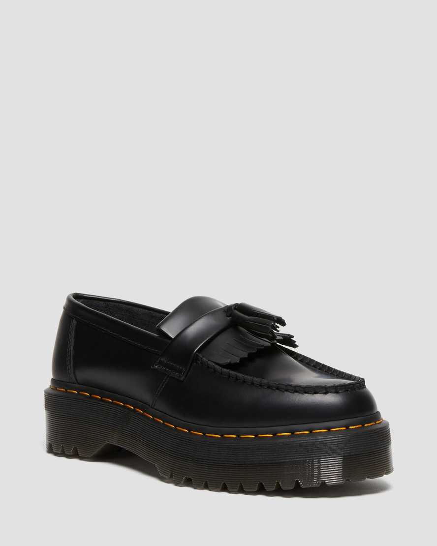 Dr. Martens Adrian Quad Leren Platform Tassle Loafers in Zwart
